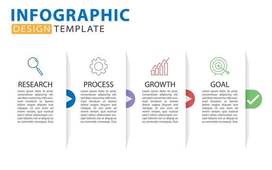 Timeline infographic template. 4 Step timeline journey, calendar Flat simple infographics design template. presentation graph. Business concept with 4 options, vector illustration.