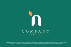 letter n leaf nature logo vector