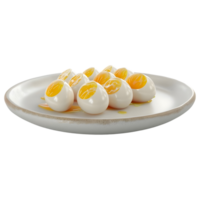 ai generado hervido huevos en un plato en transparente antecedentes - ai generado png