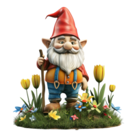 ai genererad 3d tolkning av en santa tecknad serie gnome på transparent bakgrund - ai genererad png