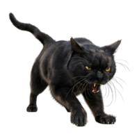 AI generated Black Angry Cat on Transparent background - Ai Generated png