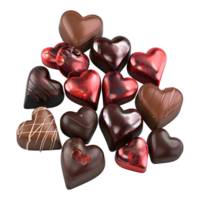 ai généré différent sortes de cœur en forme de des chocolats sur transparent Contexte - ai généré png
