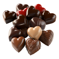 AI generated Different Kinds of Heart Shaped Chocolates on Transparent background - Ai Generated png