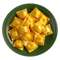 ai generato 3d interpretazione di un' italiano ravioli nel un' piatto su trasparente sfondo - ai generato png