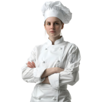 ai gerado fêmea ou mulher chefe de cozinha em pé em transparente fundo - ai gerado png