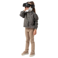 ai genererad ung kvinna bär virtuell fast egendom glasögon på transparent bakgrund - ai genererad png