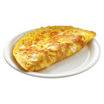 ai generato 3d interpretazione di un' frittata uovo nel un' piatto su trasparente sfondo - ai generato png