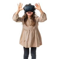 ai gerado jovem mulher vestindo virtual realty óculos em transparente fundo - ai gerado png