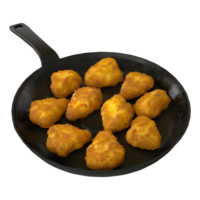 ai gerado 3d Renderização do uma frango frito pepitas dentro uma panela em transparente fundo - ai gerado png