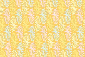 Wildflowers pattern wallpaper of hand drawn in yellow  background. vector