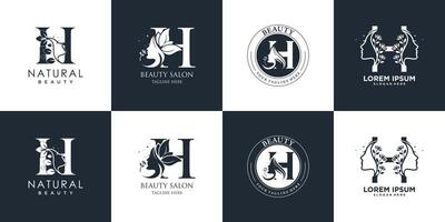 letter logo H design collection with nature beauty concept premium vector