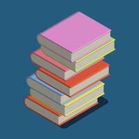 stack of 3D books on the table. isometric illustration. World Book Day. vector