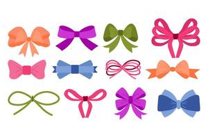 simple set of ribbon bows. Bows for gifts. Vector flat illustration