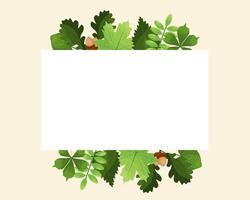 empty frame with green forest leaves. vector illustration. place for text