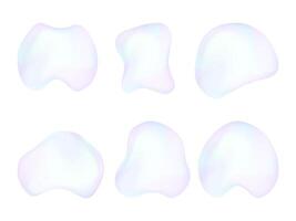 set of abstract glass liquid. a fluid shape with a holographic effect. soap bubble with a reflection. vector illustration