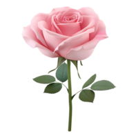 ai generado 3d representación de un menta Rosa o rosado color flor en transparente antecedentes - ai generado png