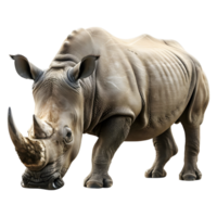 ai generato nero rinoceronte su trasparente sfondo - ai generato png