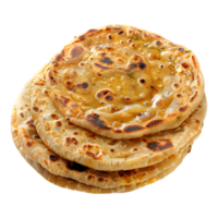 ai generato 3d interpretazione di un' Malabari, Roti, naan, parata, chapati su trasparente sfondo - ai generato png