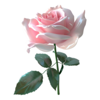 AI generated 3D Rendering of a Mint Rose or Pink Color Flower on Transparent Background - Ai Generated png