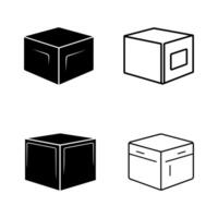 Box icon set. Black icon set on white background. Vector illustration