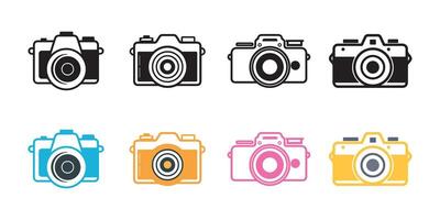 Camera icon set on white background. Vector illustration in trendy flat style