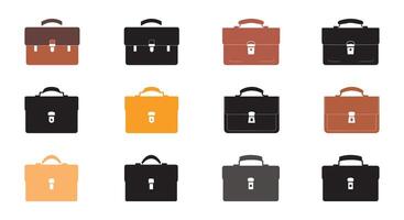 Briefcase icon set. Collection of briefcase vector icons on white background. Flat icon