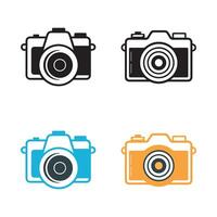 Camera icon set on white background. Vector illustration in trendy flat style