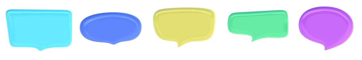 3d speech balloon set for text. Cloud for message talk. Speak dialog box. 3d vector render.