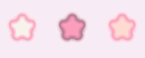 Gradient Y2k shape blur set. Star blurry aesthetic y2k. Vector pastel form illustration. Aura gradient shape