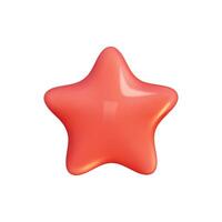 Star 3D Review plastic vector render. Star for feedback and rank. 3d cartoon game element. Shape for app and game design. Vector illustration.