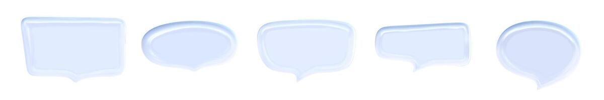 3d speech balloon set for text. Cloud for message talk. Speak dialog box. 3d vector render.