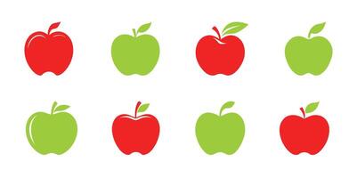 manzana icono colocar. plano icono conjuntos en blanco antecedentes. vector ilustración