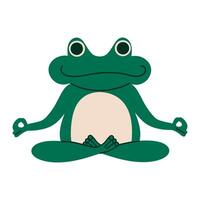 Cute frog meditates. Garden ceramic modern figurine. Vector illustration in flat style.