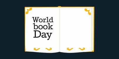 un abierto libro con el inscripción mundo libro día. bandera, póster para imprimir, web. vector