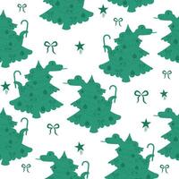 Seamless pattern silhouette snake character on a Christmas tree vector