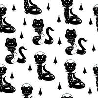 Seamless pattern silhouette snake winter autumn character vector