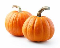 AI generated A pile of pumpkins isolated on white background. Close-up Shot. photo
