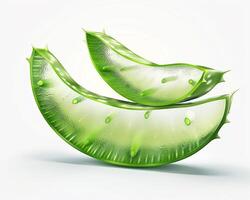 AI generated Whole aloe vera with slice isolated on white background. Close-up Shot. photo