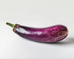 AI generated Fresh eggplant isolated on white background. Close-up Shot. photo