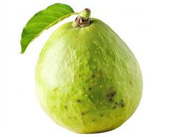 AI generated Fresh guava fruit isolated on white background. Close-up Shot. photo