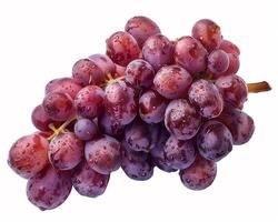 AI generated Bunch of fresh ripe red grapes isolated on white background. Close-up Shot. photo