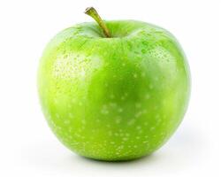 AI generated Fresh green apple fruit isolated on white background. Close-up Shot. photo