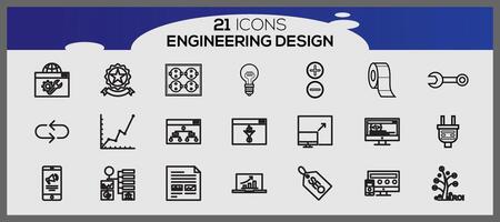 Vector vector industry engineering mechanical thin line icons bundle of engineering set icons