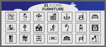 Vector furniture and home decorations set of icons business and icons set furniture elements set