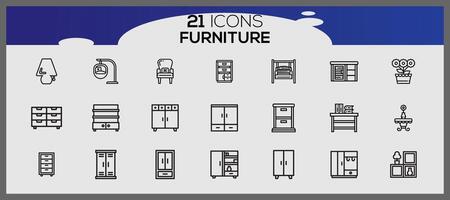 Vector furniture and home decorations set of icons business and icons set furniture elements set