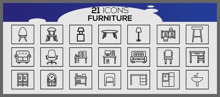 Vector furniture and home decorations set of icons business and icons set furniture elements set