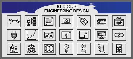 vector vector industria Ingenieria mecánico Delgado línea íconos haz de Ingenieria conjunto íconos