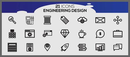 vector vector industria Ingenieria mecánico Delgado línea íconos haz de Ingenieria conjunto íconos