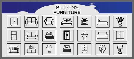 Vector furniture and home decorations set of icons business and icons set furniture elements set