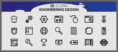 vector vector industria Ingenieria mecánico Delgado línea íconos haz de Ingenieria conjunto íconos